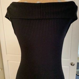 MICHAEL KORS Women's BLACK Ribbed Off The Shoulder Dress Sheath